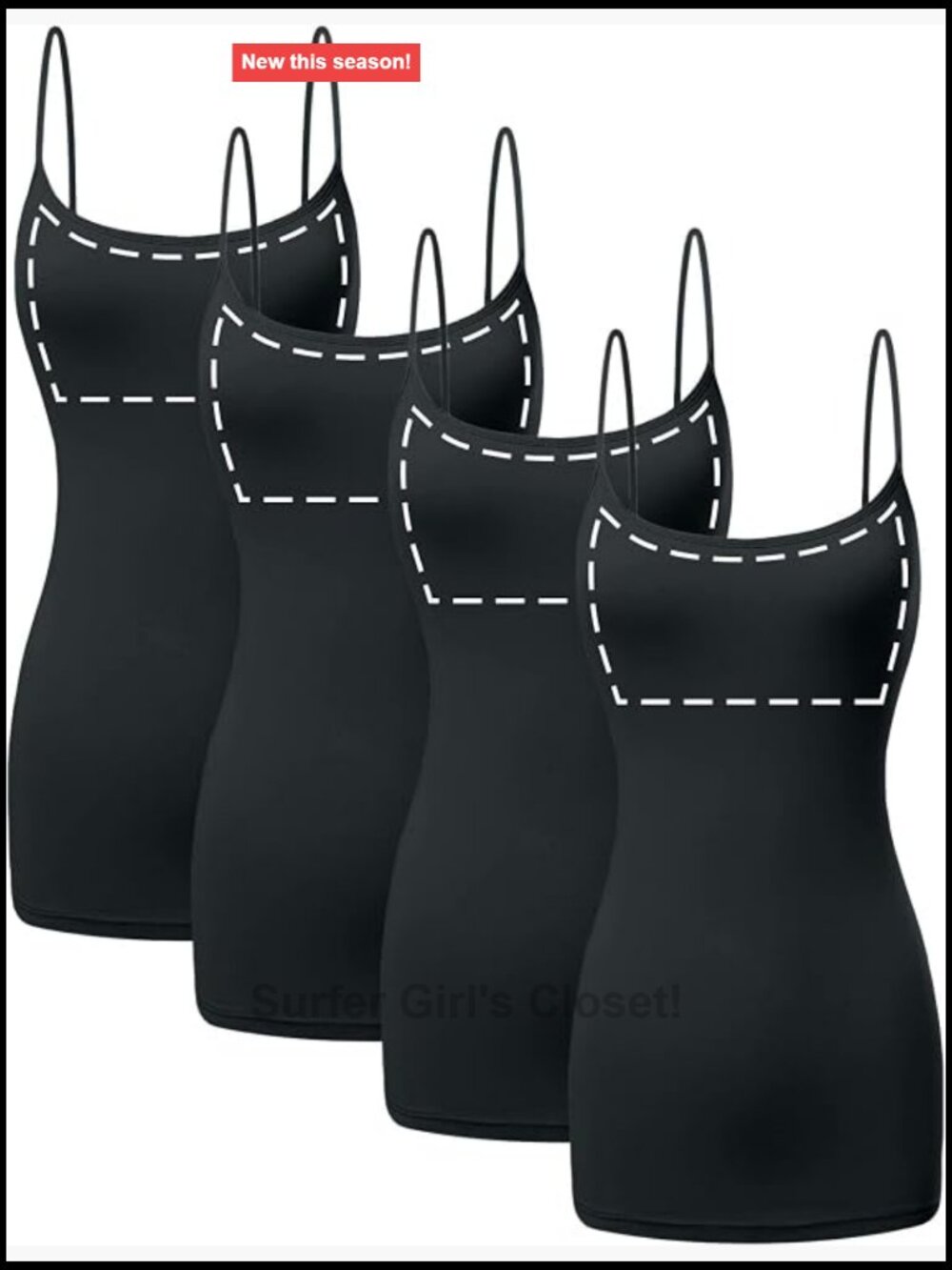 Women's Cotton Spandex Longline Camisole with Built-In Shelf Bra Adjustable